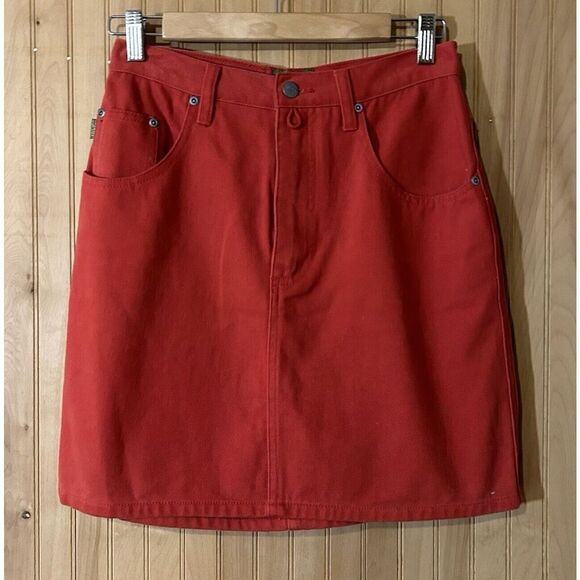 Espirit EDC Mini Twill Skirt Zipper Closure Orange 80s 90s Women's 29 Vintage - Picture 1 of 4